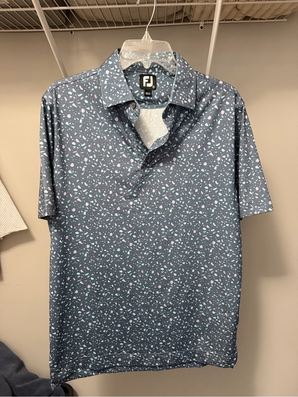 FootJoy Men's Navy Blue Terrazzo-Print Golf Polo